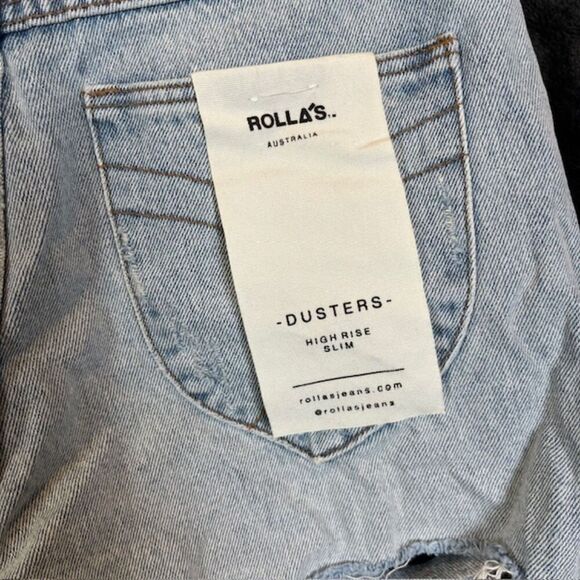 NWT Rolla's Dusters High Rise Slim Short Shorts Blue Denim Distressed Size 27 - Picture 5 of 12